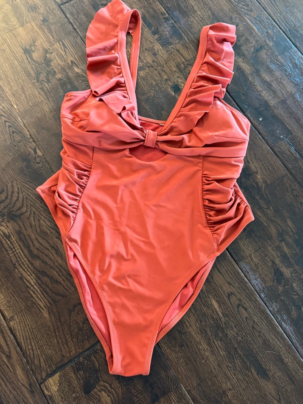 Cupshe Ruffle One-Piece Swimsuit in Orange Size 1X